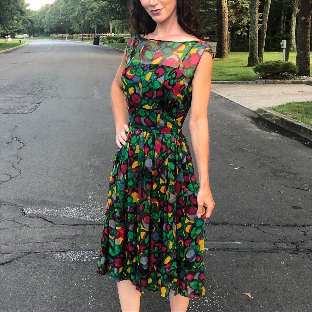 60’s vintage watercolor cocktail dress